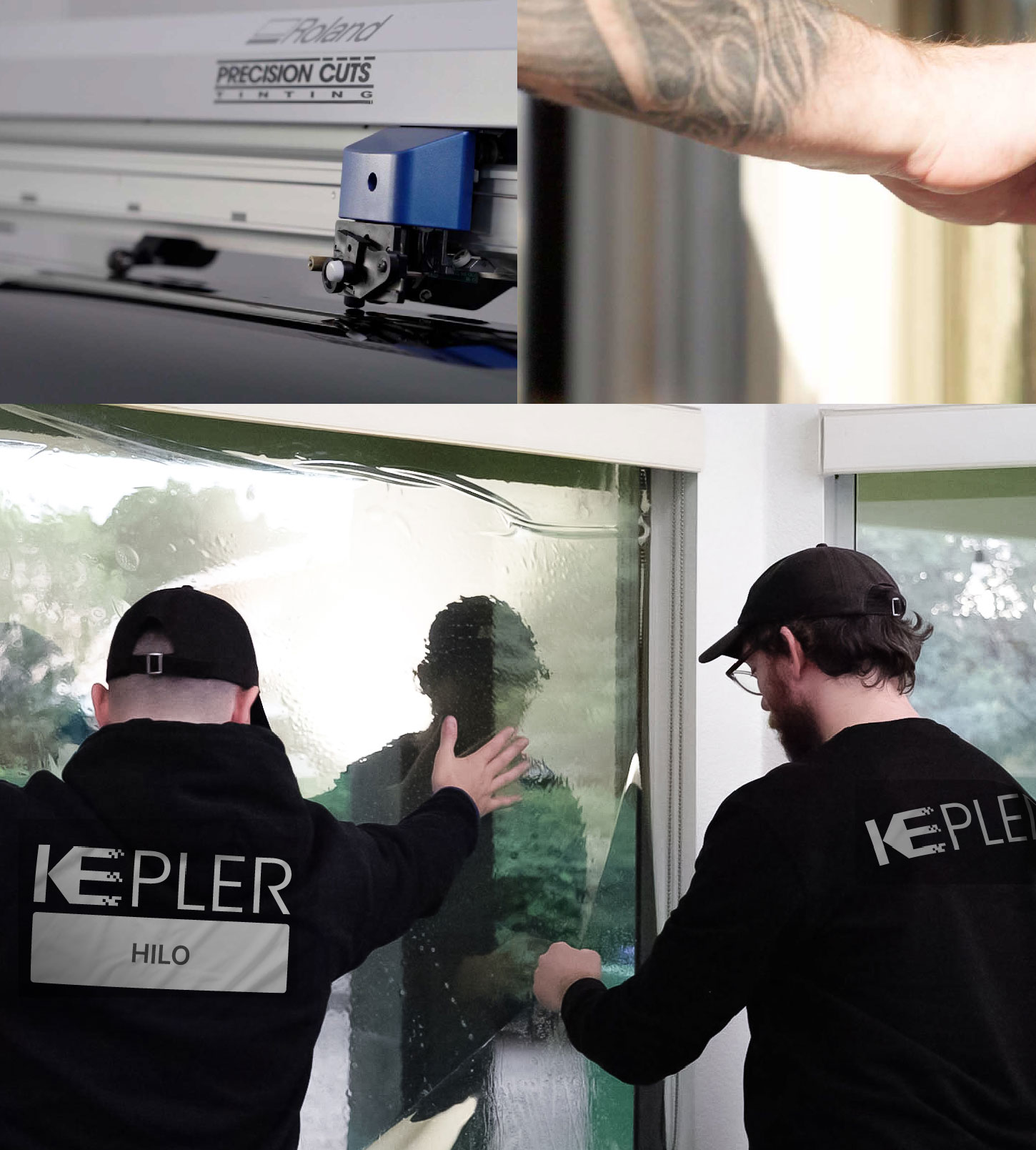 Kepler Technician Installing Ceramic Window Tint to Home in Hilo