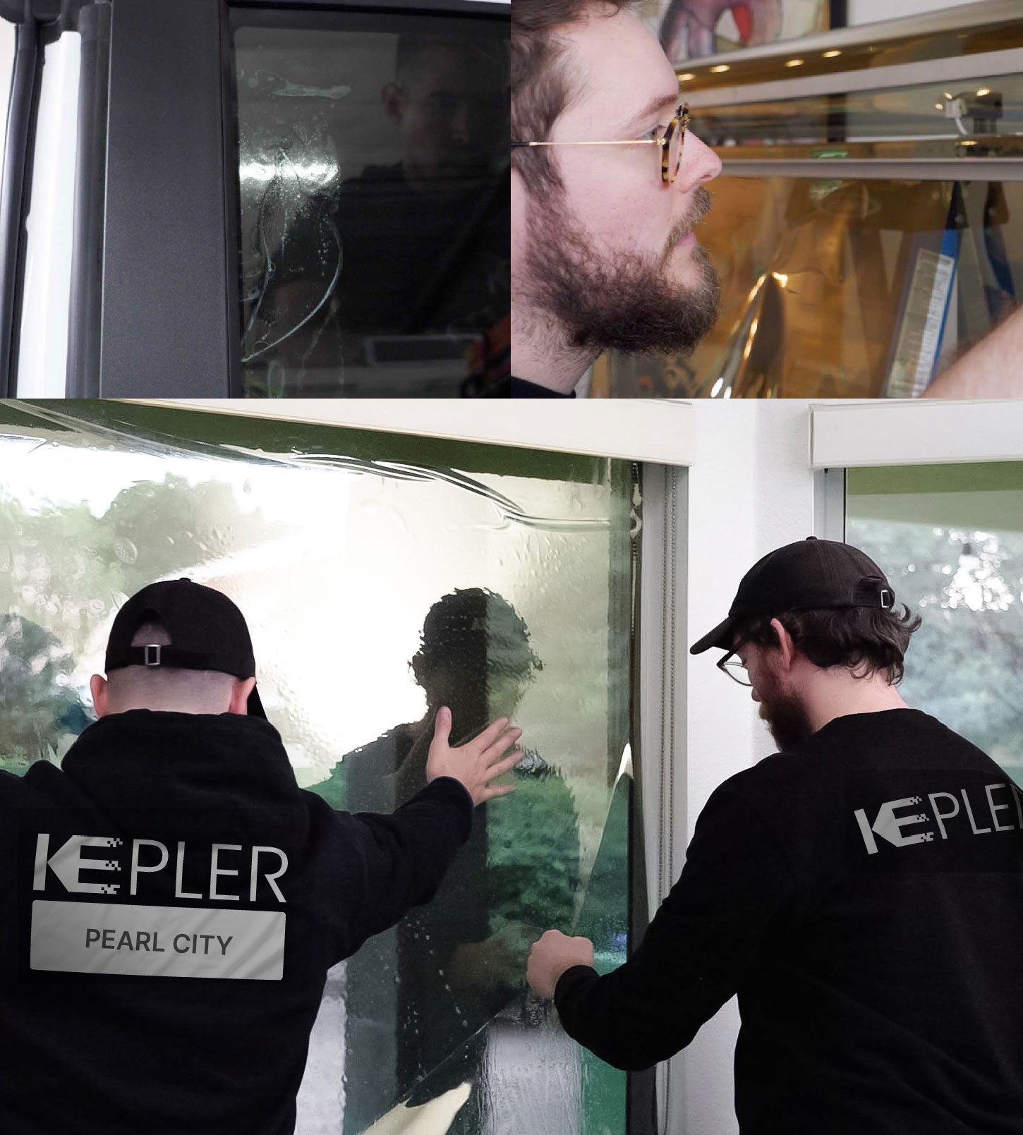 Kepler Technician Installing Ceramic Window Tint to Home in Pearl City