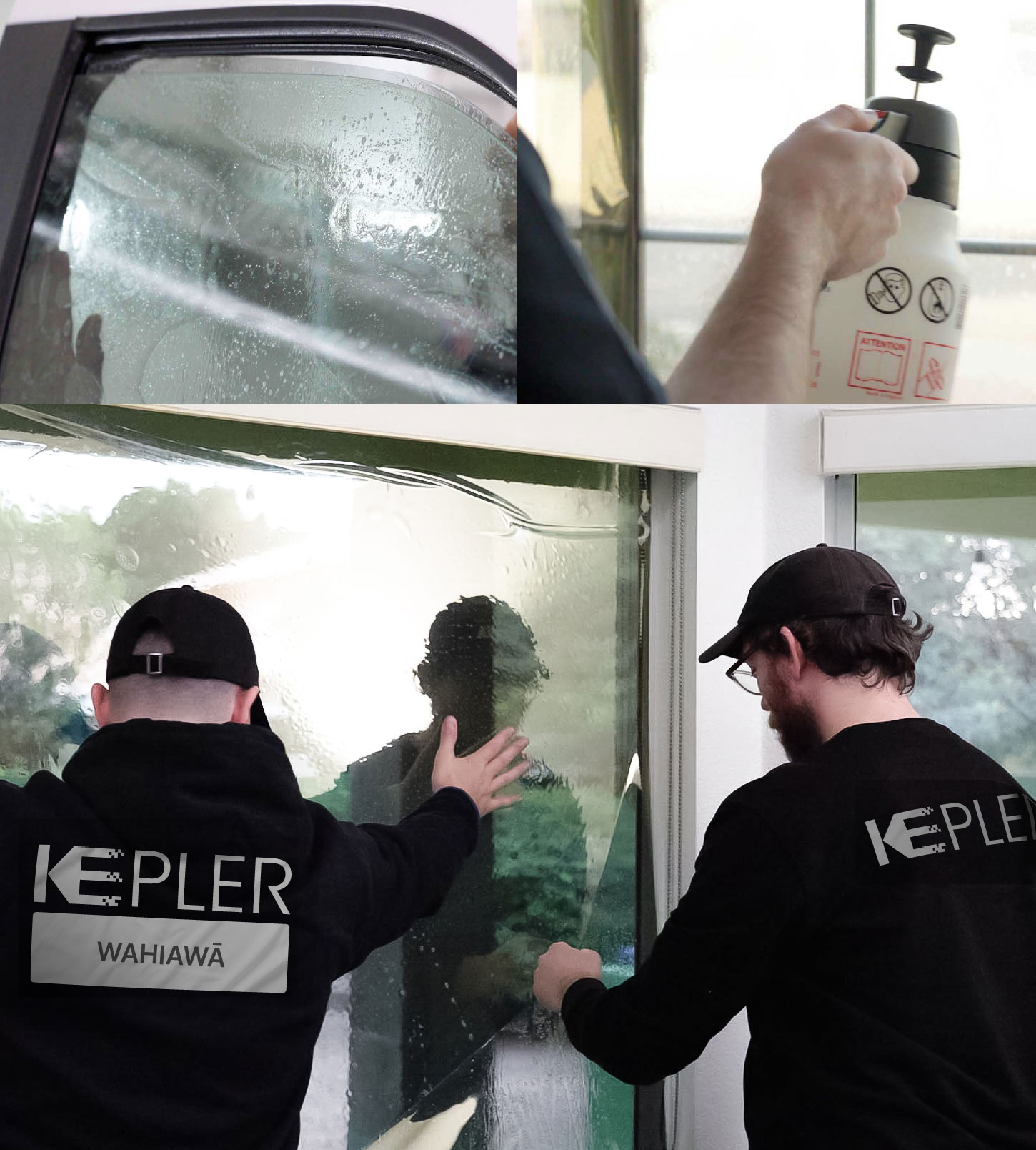 Expert Technician Applying Ceramic Window Tint to Home in Wahiawā
