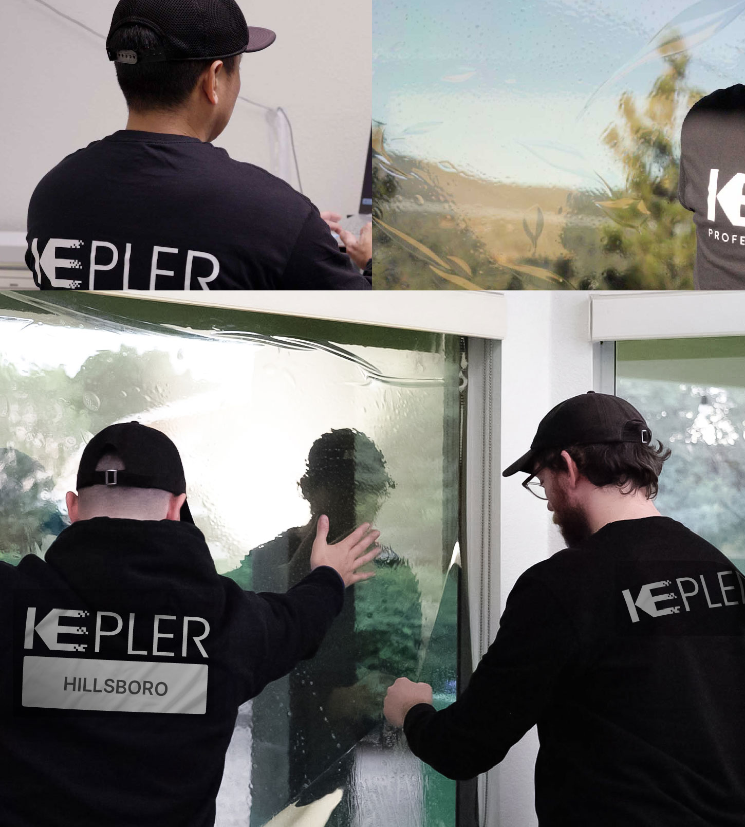 Expert Technician Installing Ceramic Window Tint to Home in Hillsboro