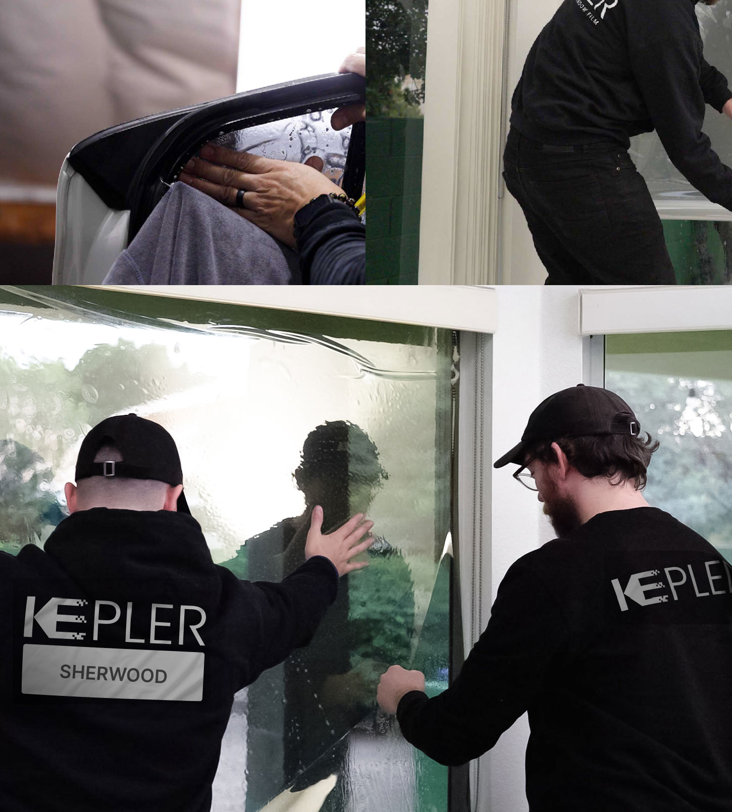 Kepler Technician Installing Ceramic Window Tint to Home in Sherwood
