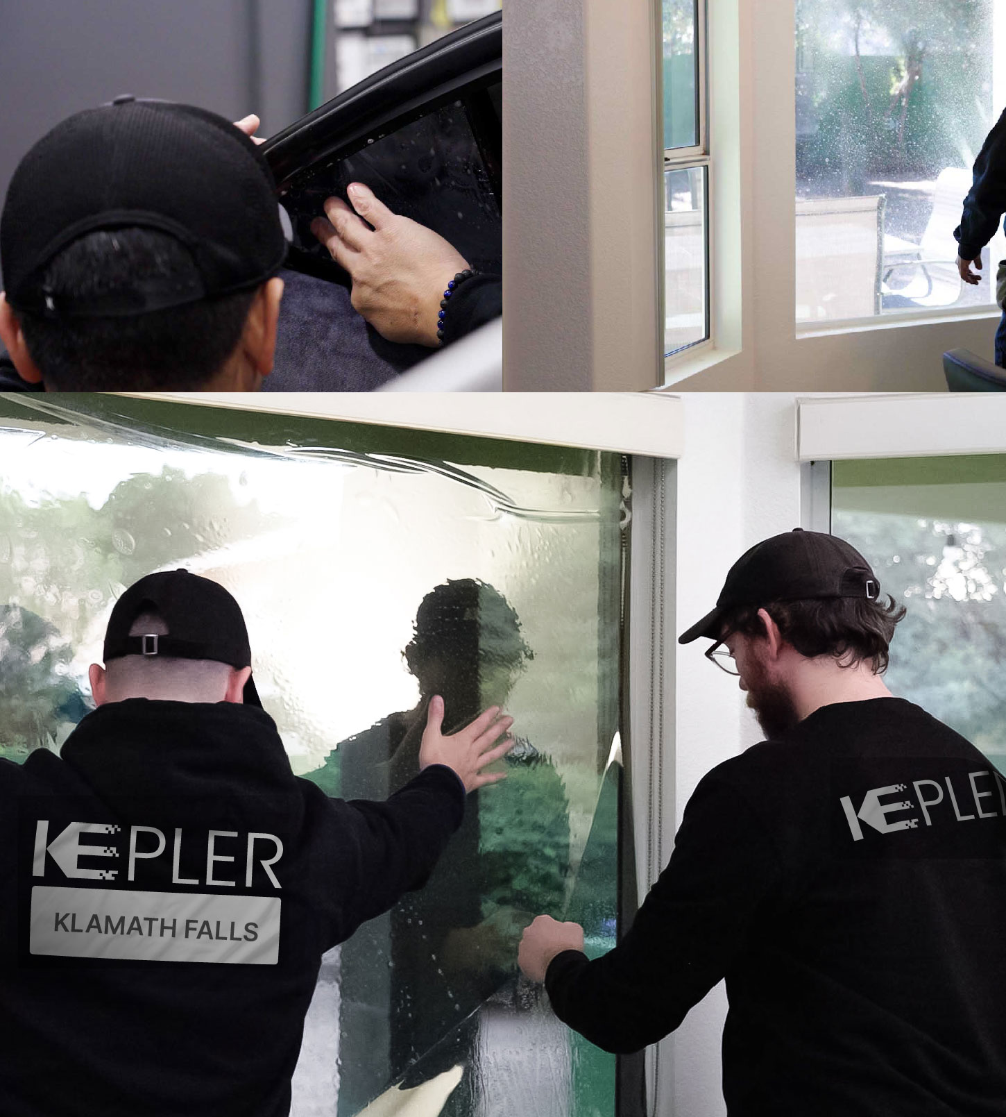 Kepler Technician Applying Advanced Window Tint to Home in Klamath Falls
