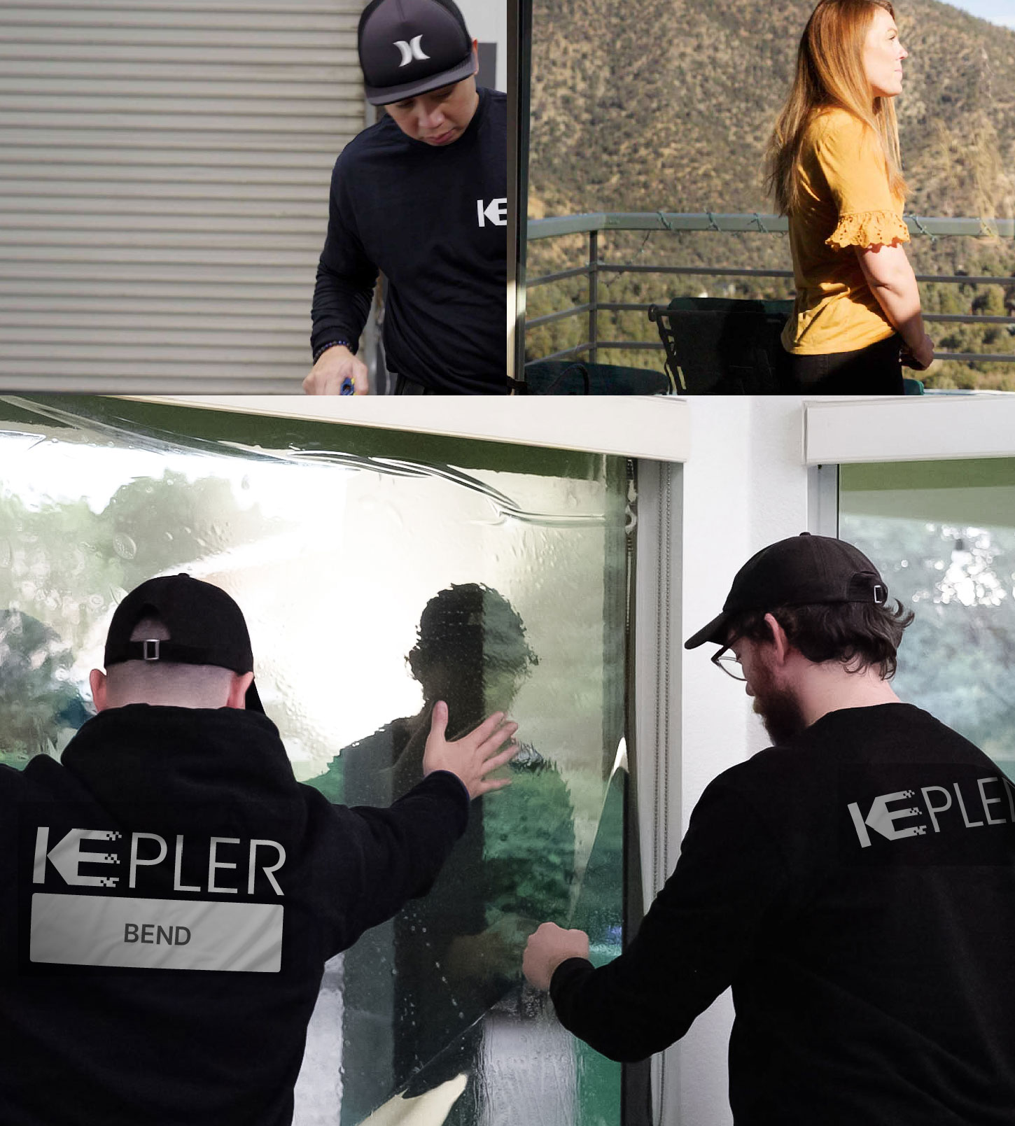 Kepler Technician Applying High-tech Window Tint to Home in Bend