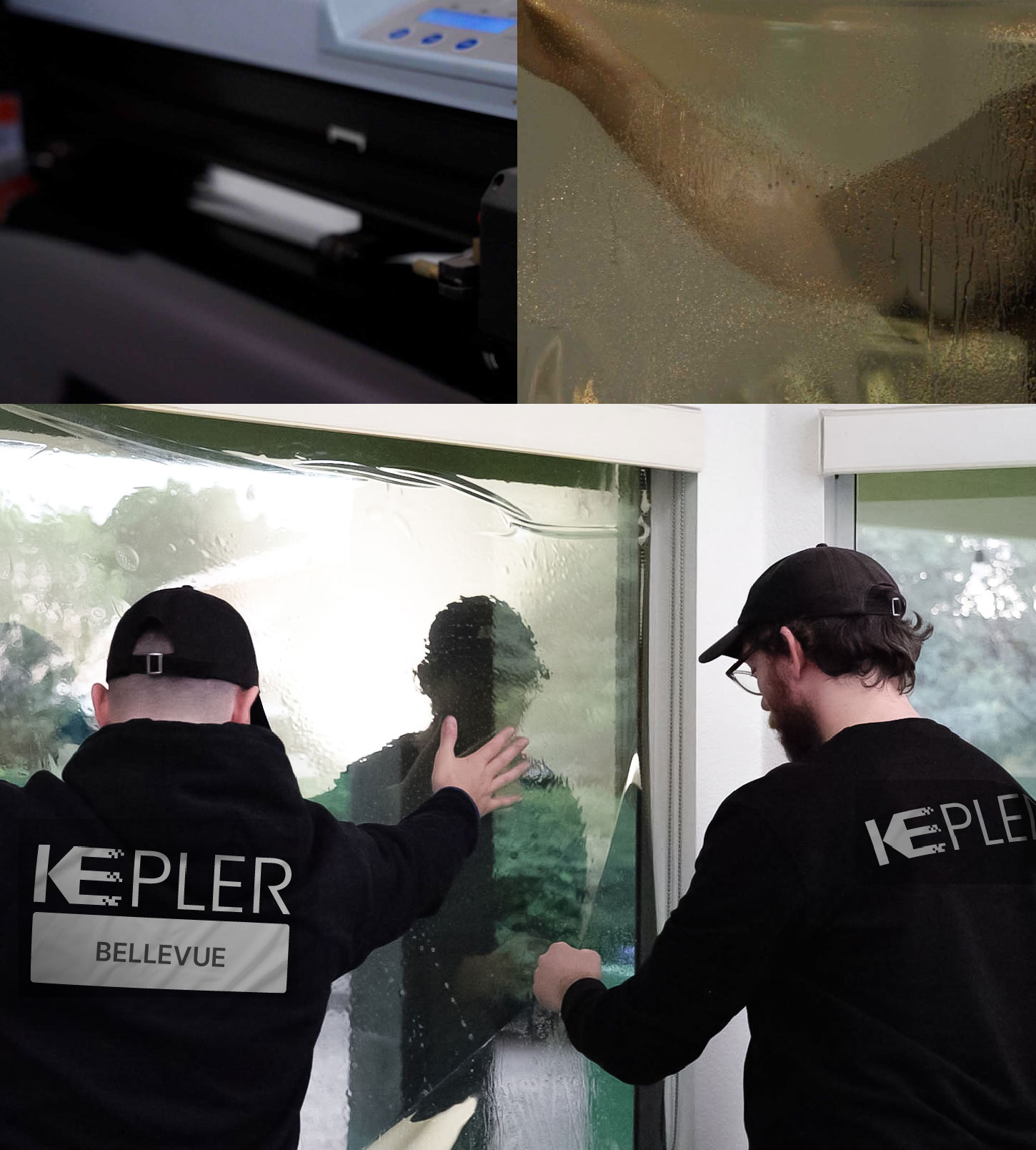 Expert Technician Applying Advanced Window Tint to Home in Bellevue
