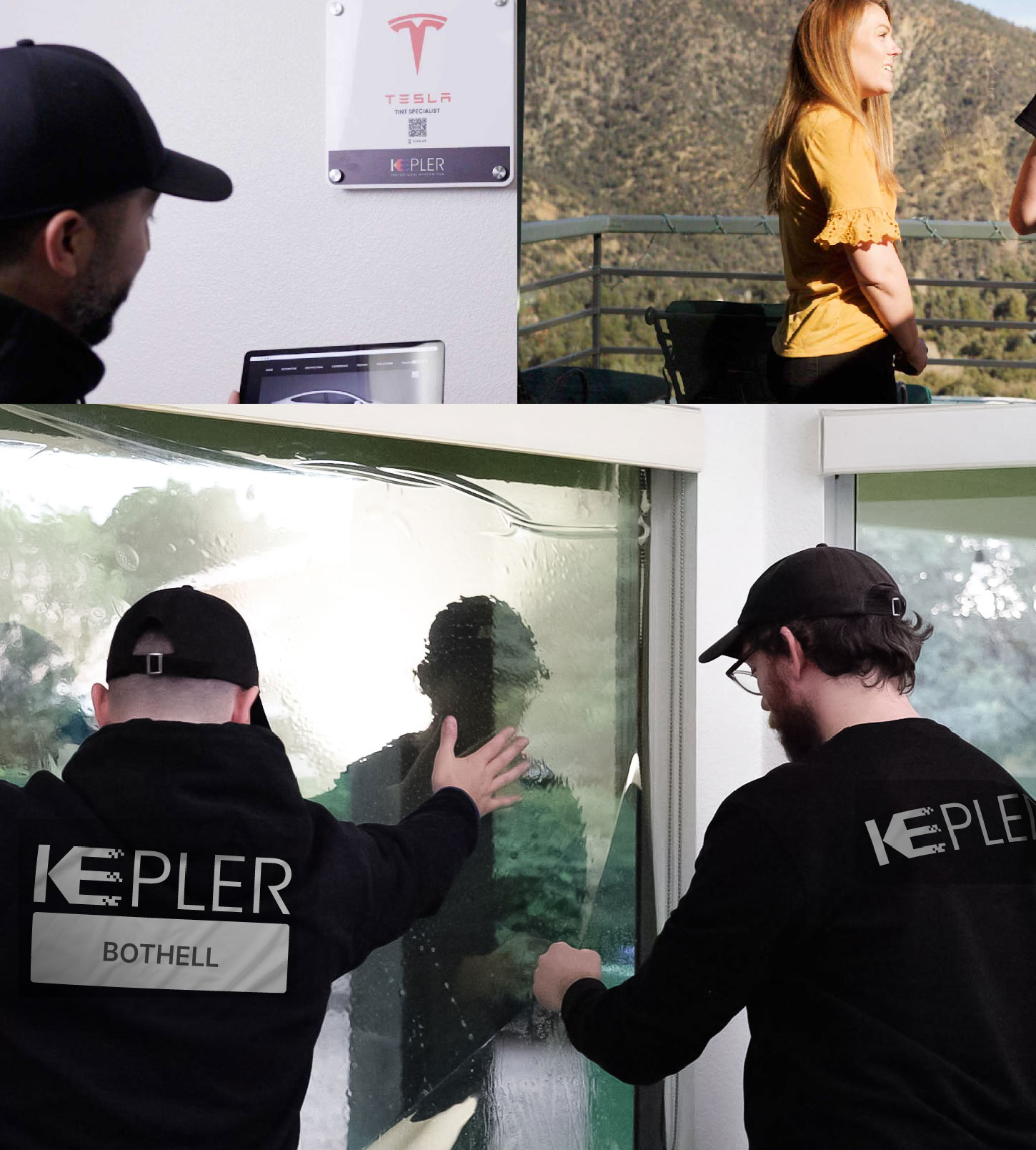 Expert Technician Applying High-tech Window Tint to Home in Bothell