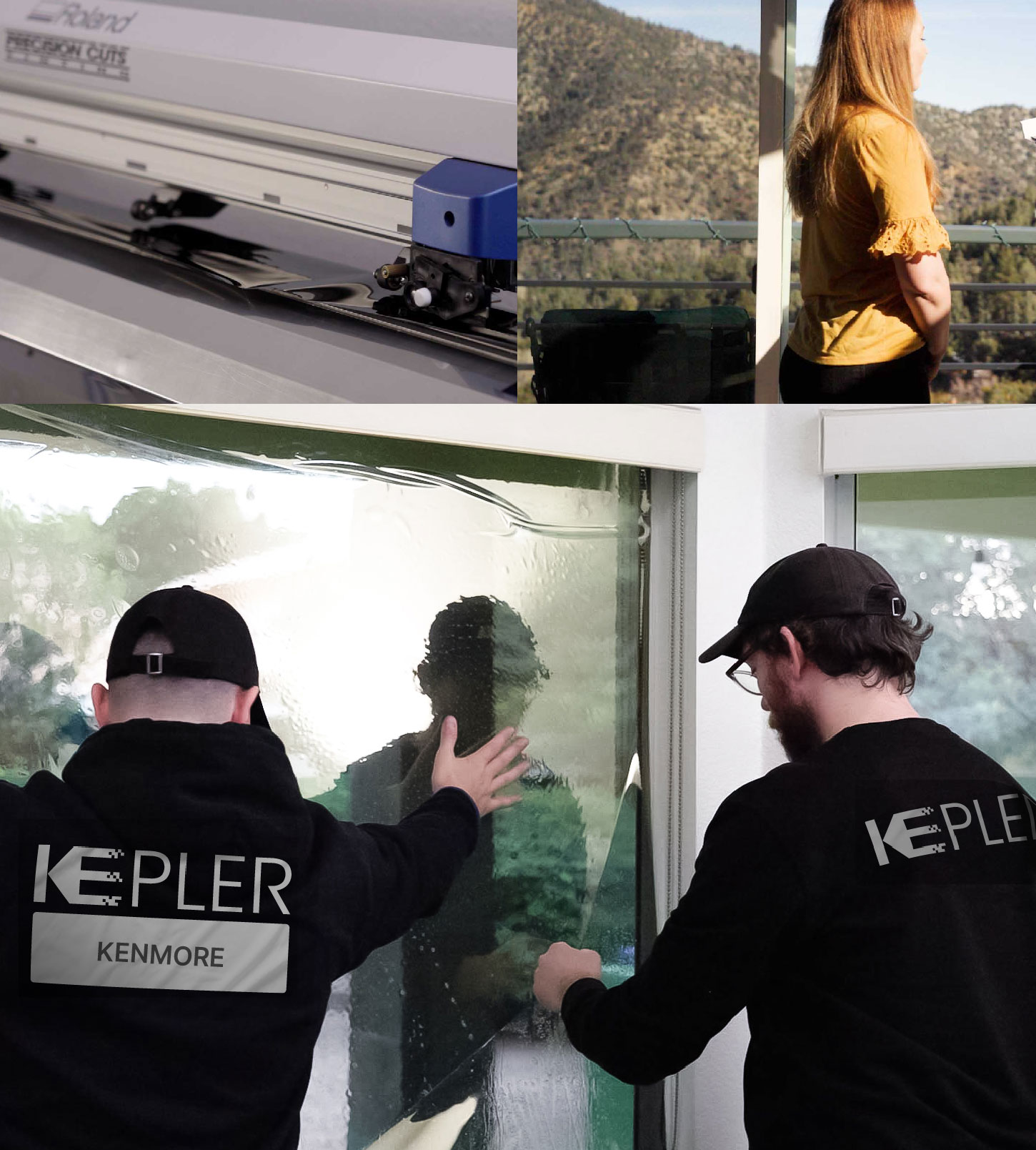Kepler Technician Installing Ceramic Window Tint to Home in Kenmore