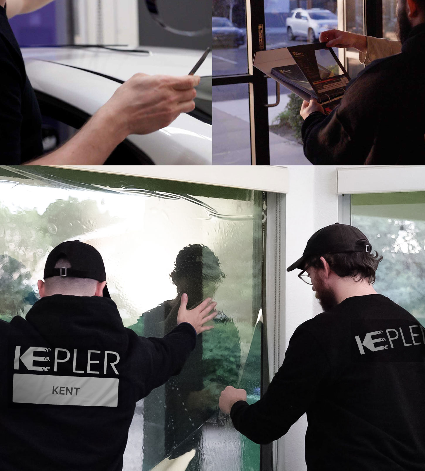 Expert Technician Fitting Advanced Window Tint to Home in Kent