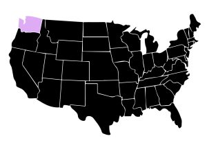 Map Displaying Position of Kepler Home Window Tinters in Kirkland, Washington with Purple Area on the State