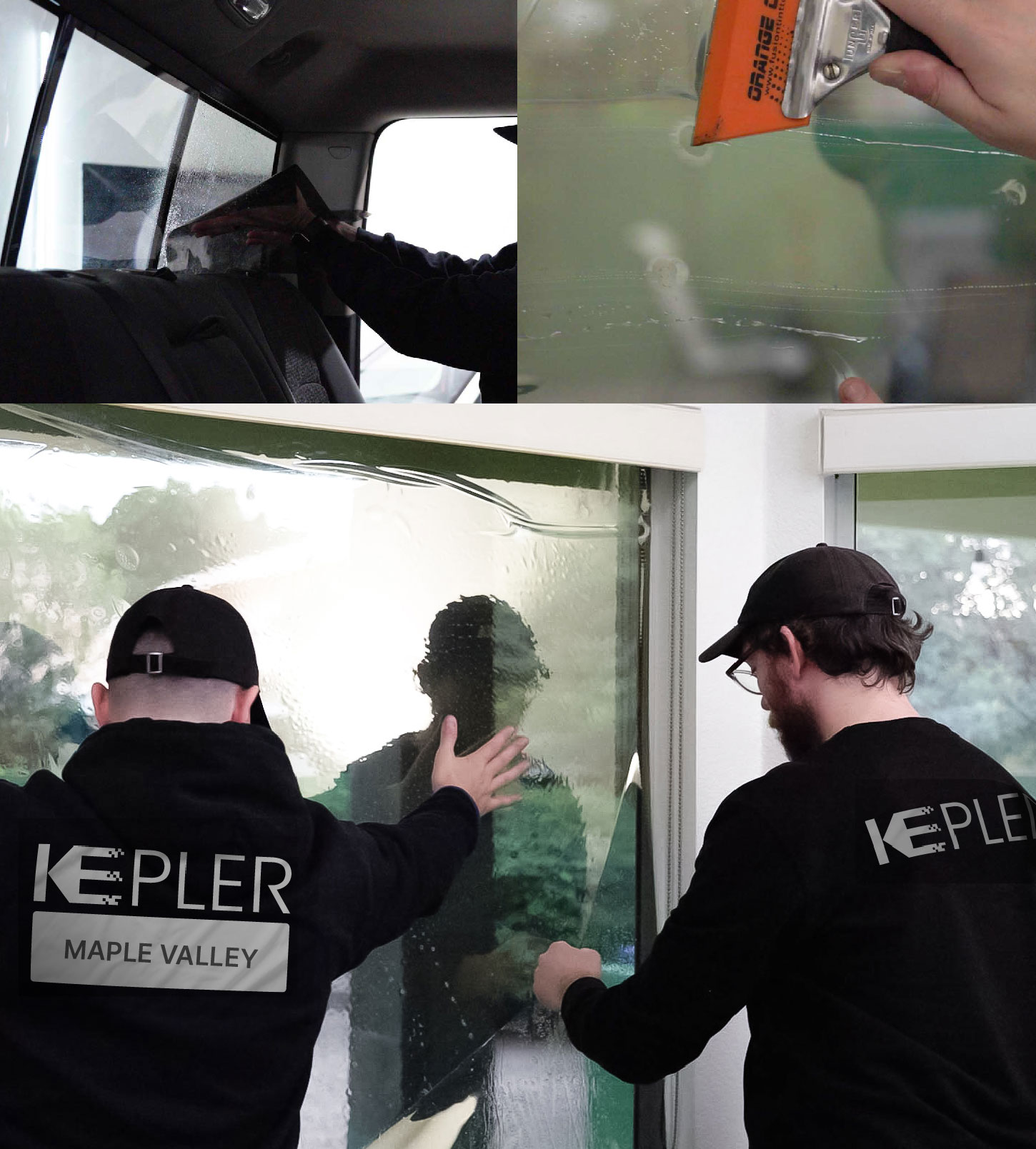 Expert Technician Installing Ceramic Window Tint to Home in Maple Valley