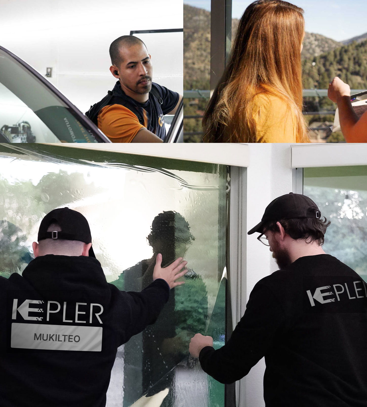 Expert Technician Applying High-tech Window Tint to Home in Mukilteo