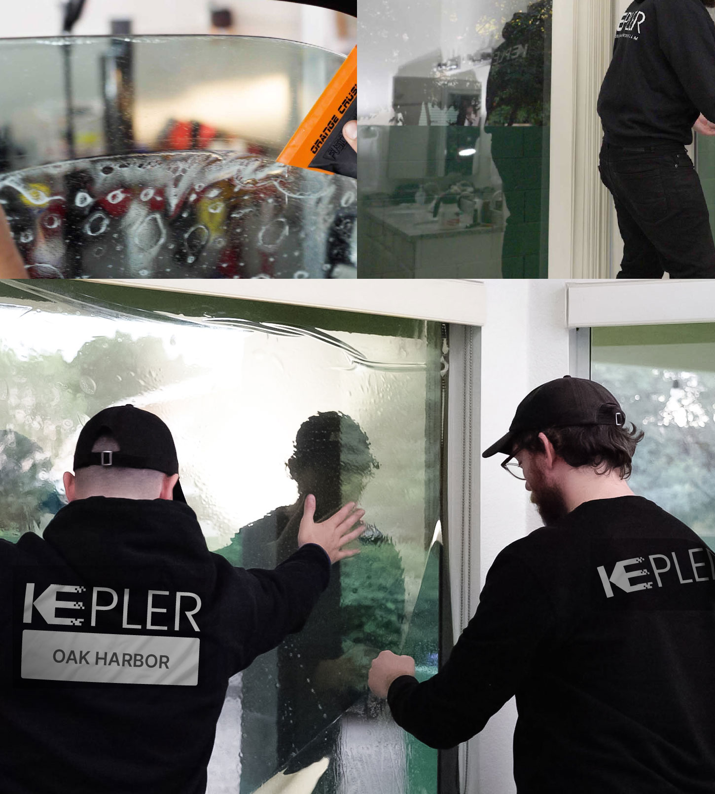 Expert Technician Fitting High-tech Window Tint to Home in Oak Harbor