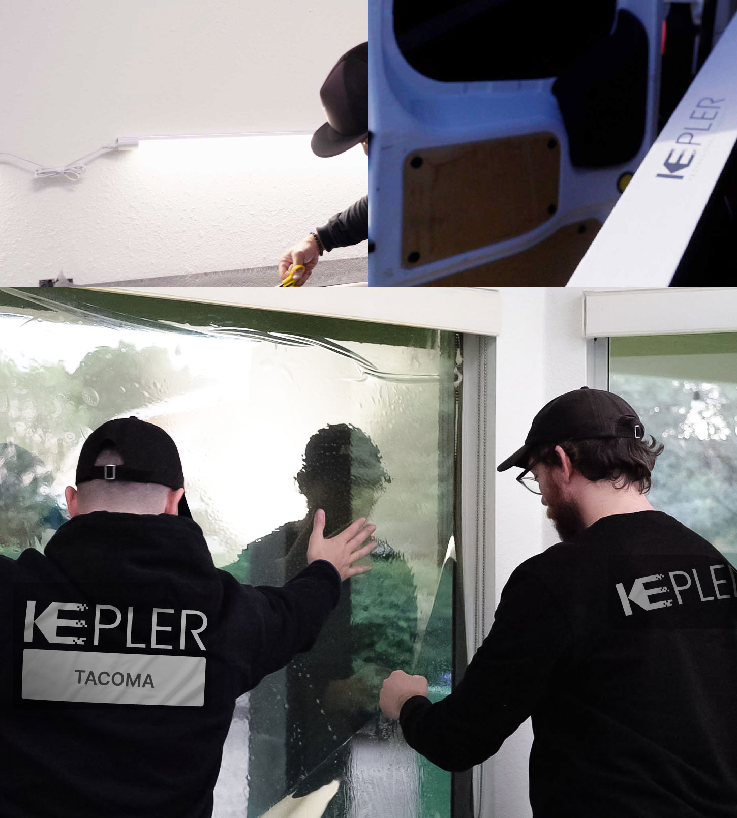 Kepler Technician Installing High-tech Window Tint to Home in Tacoma