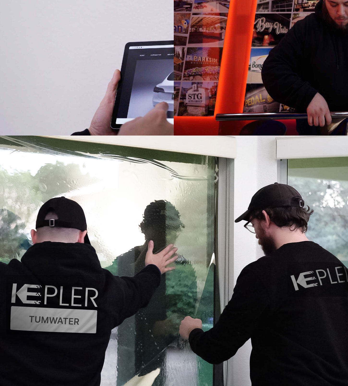 Kepler Technician Applying High-tech Window Tint to Home in Tumwater