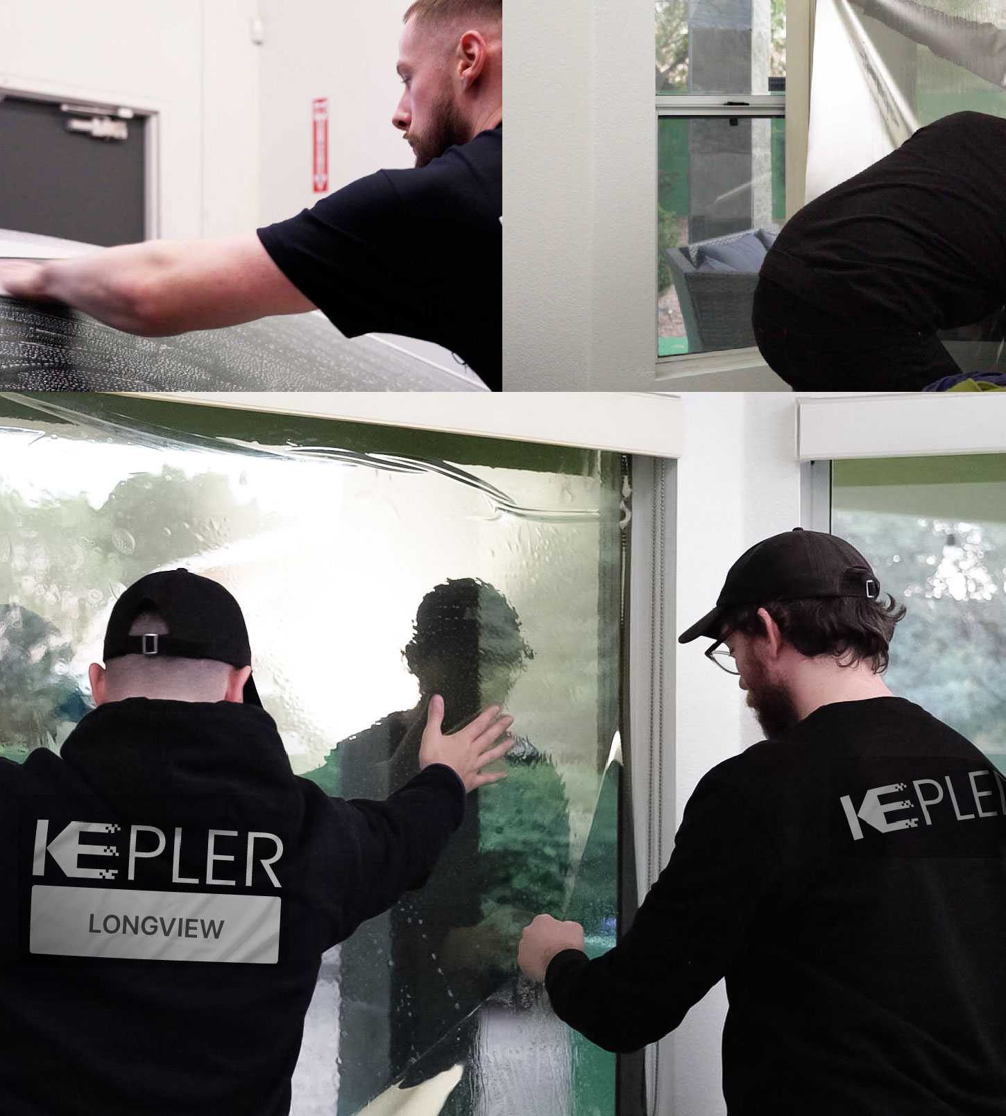 Kepler Technician Applying Advanced Window Tint to Home in Longview