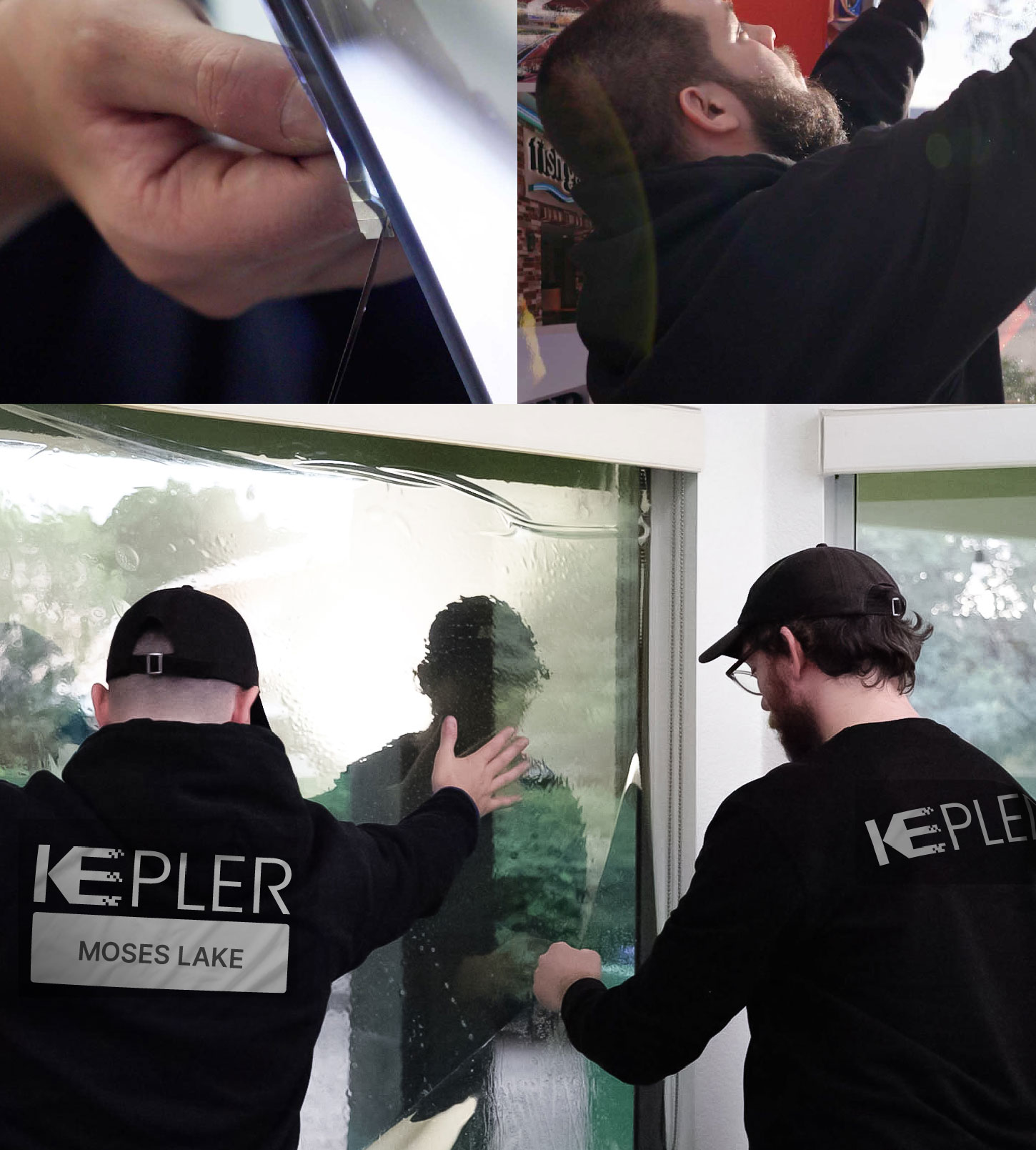 Expert Technician Installing Ceramic Window Tint to Home in Moses Lake