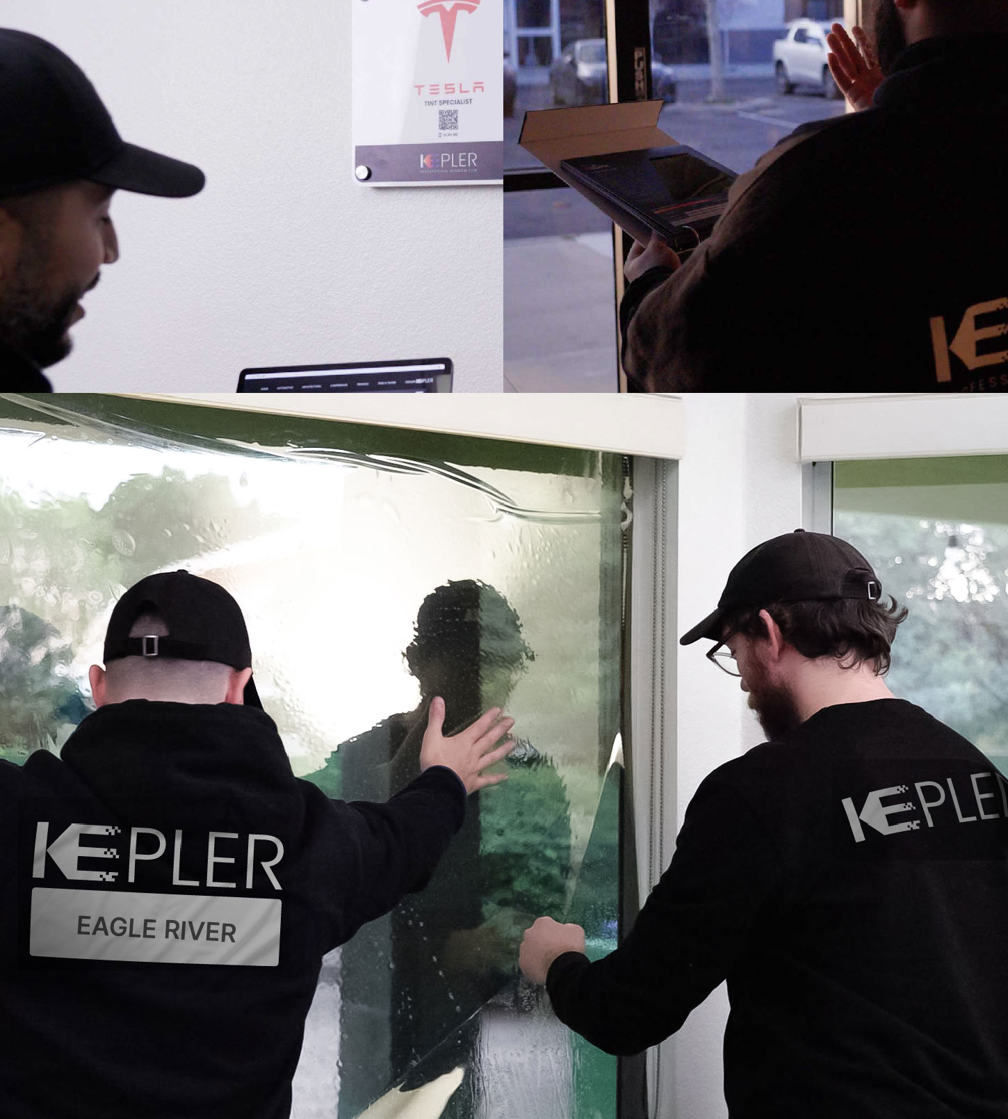 Kepler Technician Installing Advanced Window Tint to Home in Eagle River