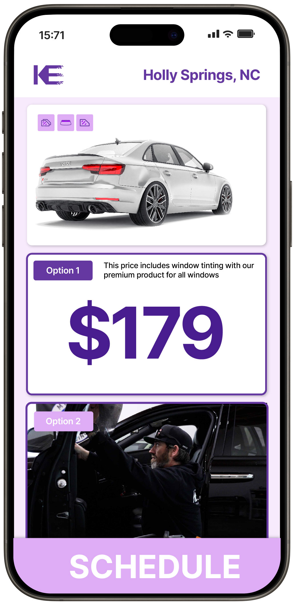 View Competitive Car Window Tinting Rates in Holly Springs, North Carolina