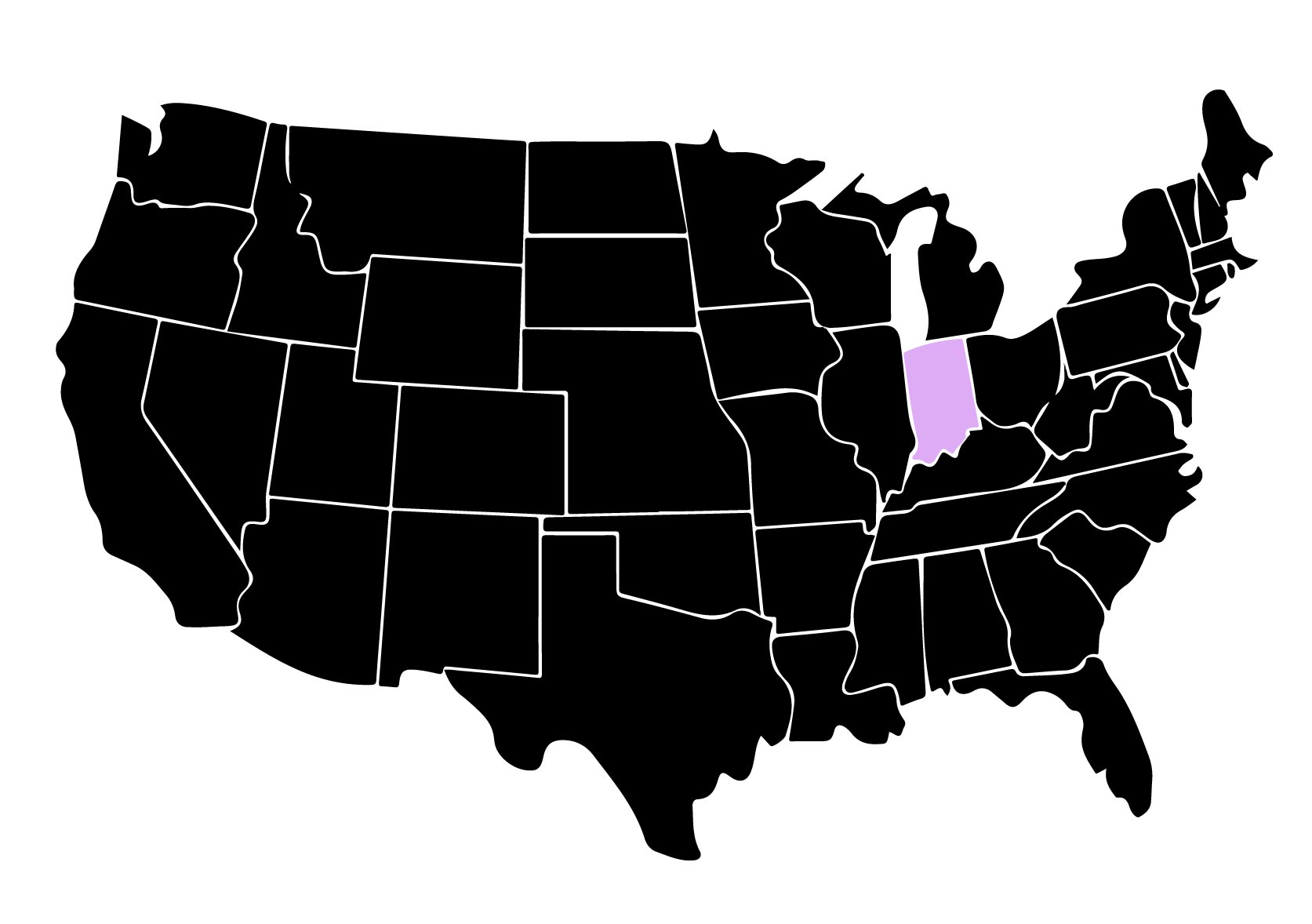 Map Showing Location of Kepler Window Tinters in Bloomington, Indiana with Purple Highlight on the State