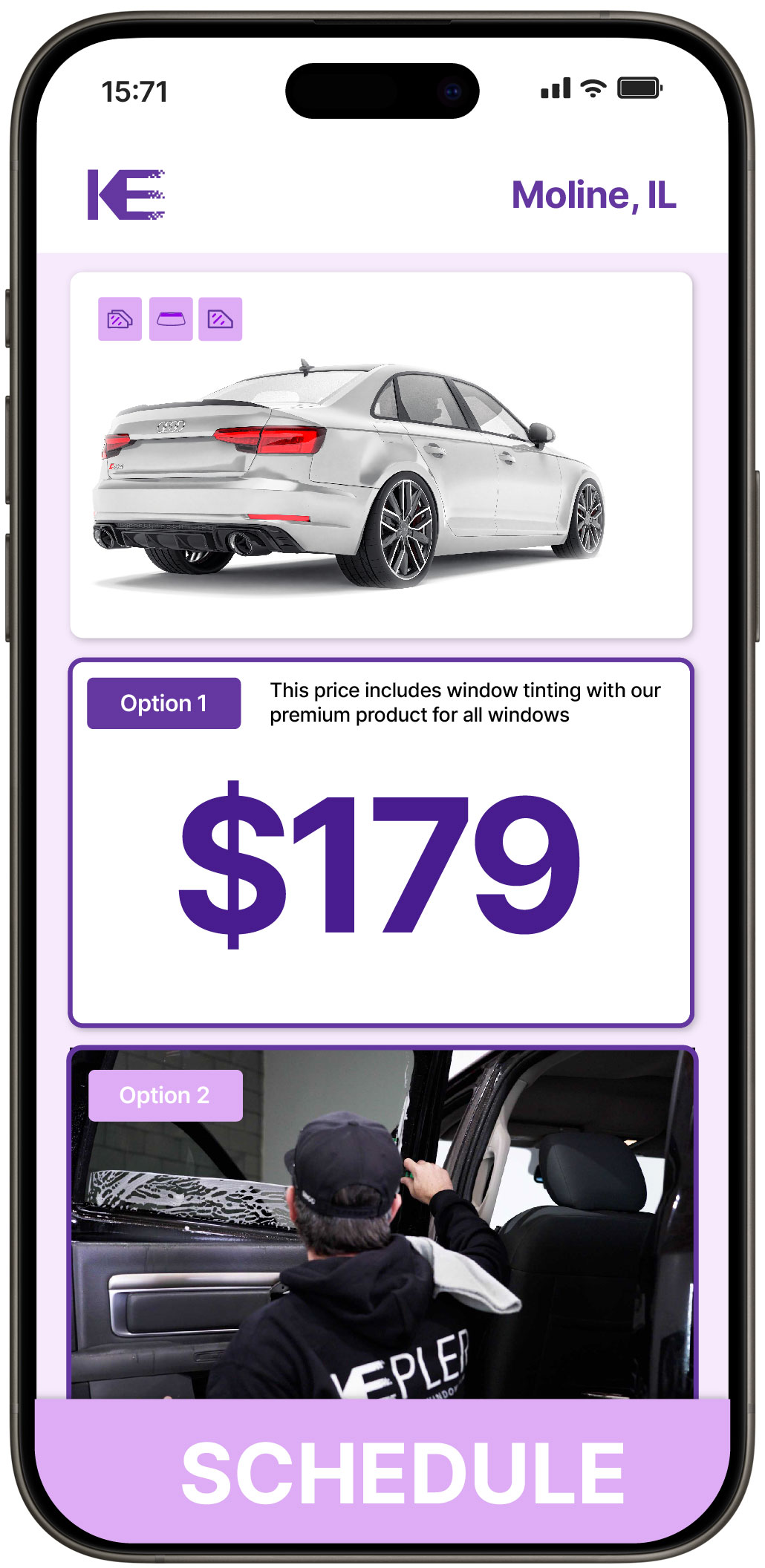 View Competitive Car Window Tinting Rates in Moline, Illinois