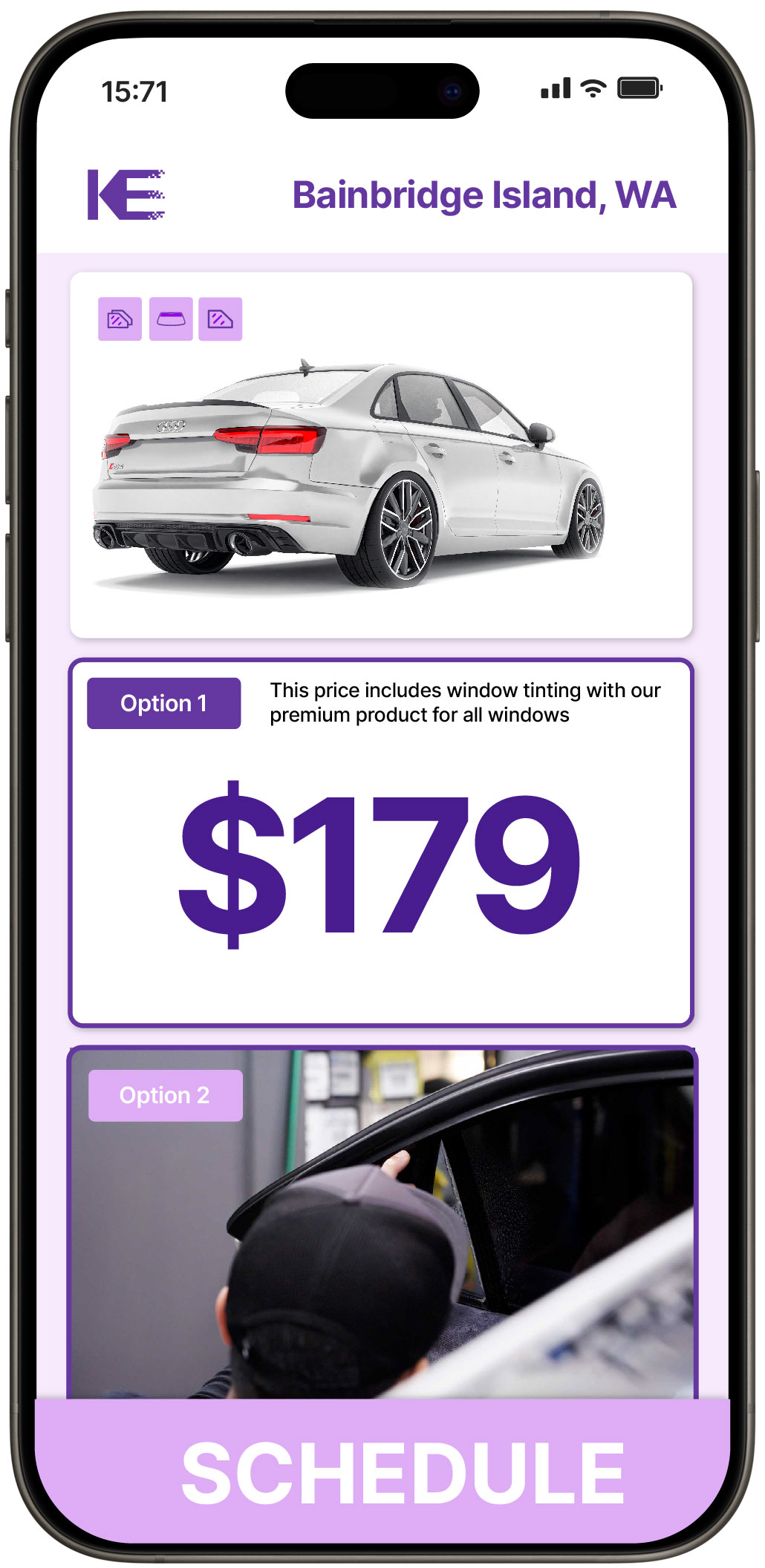 View Competitive Car Window Tinting Rates in Bainbridge Island, Washington