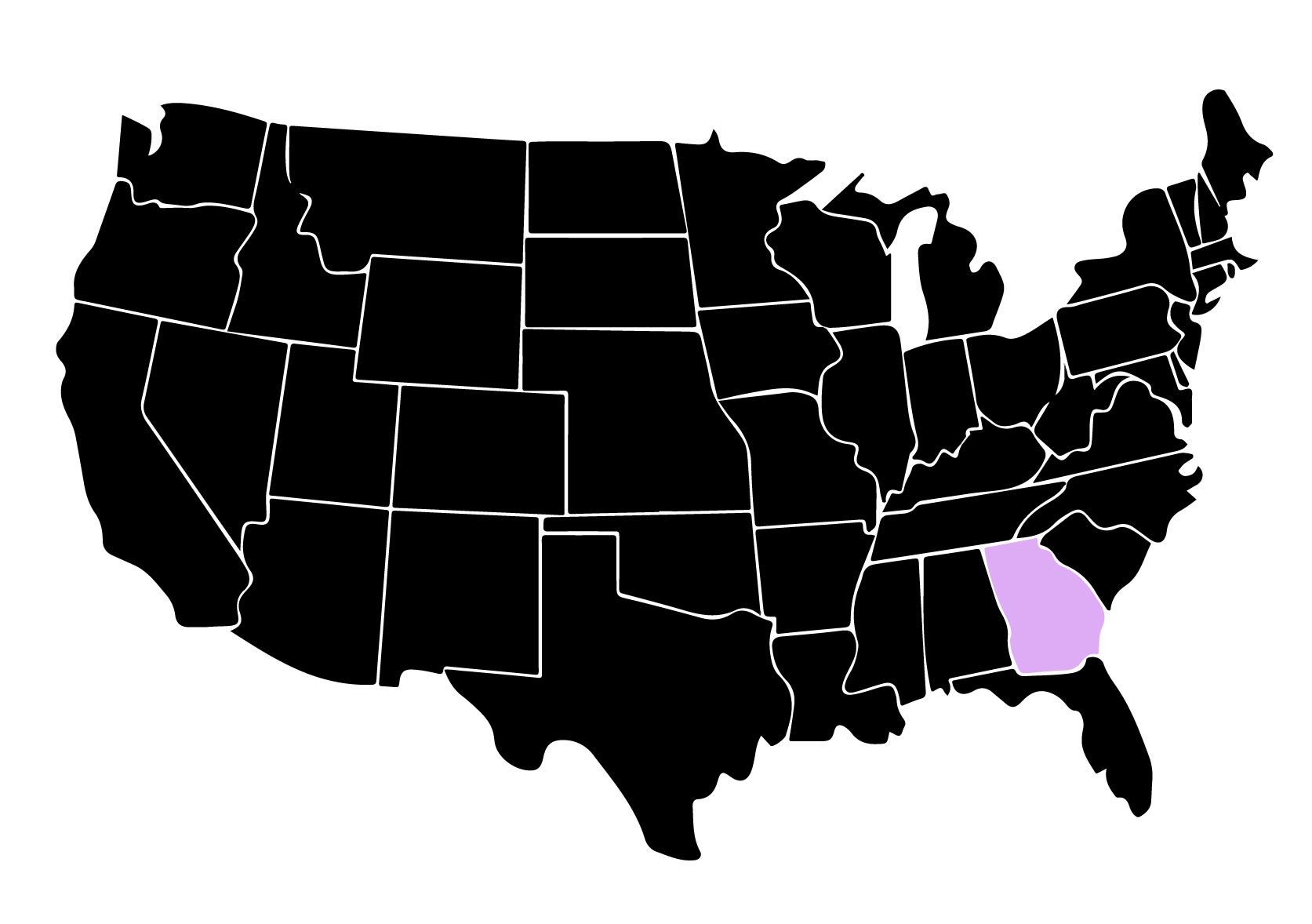 Map Showing Location of Kepler Window Tinters in Georgia with Purple Highlight on the State
