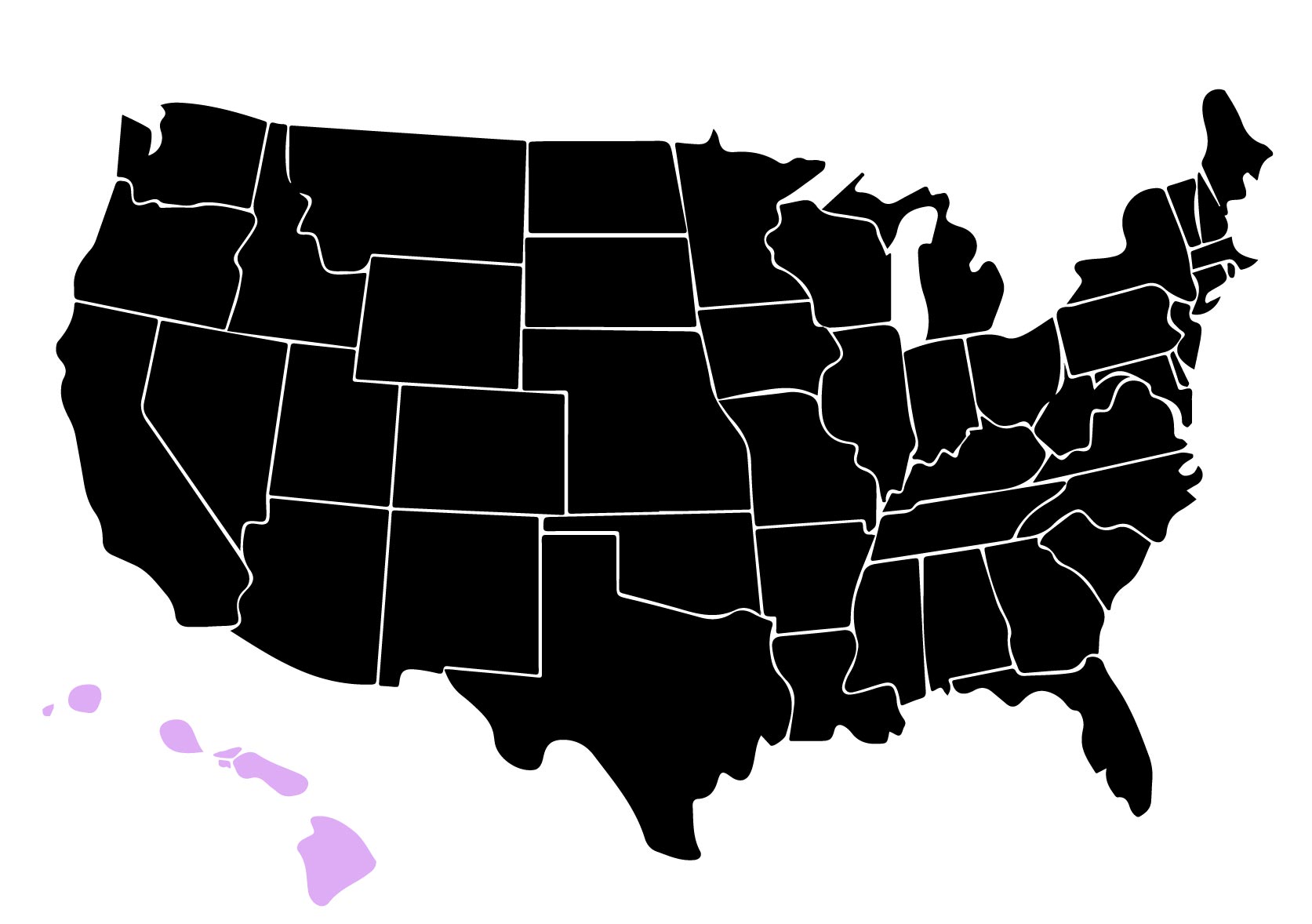 Map Showing Location of Kepler Window Tinters in Hawaii with Purple Area on the State