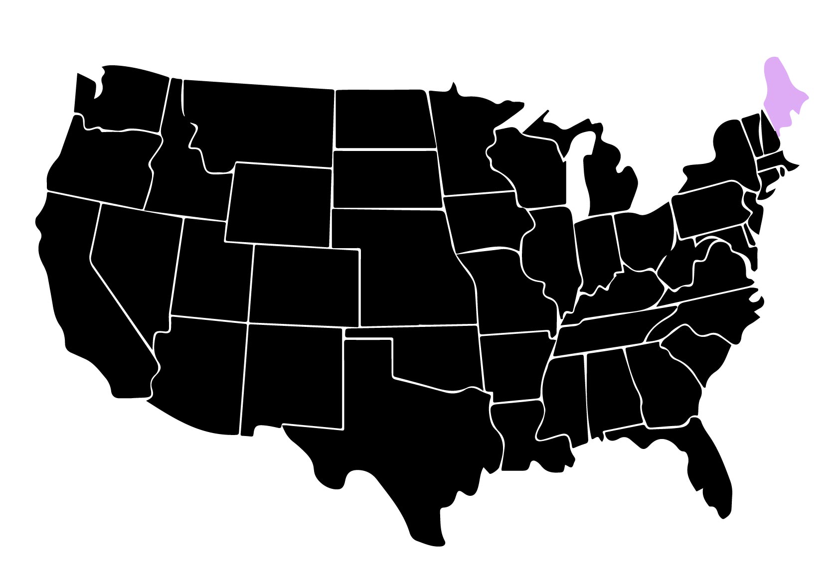 Map Showing Location of Kepler Window Tinters in Maine with Purple Area on the State
