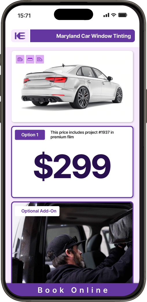 View Competitive Car Window Tinting Prices in Maryland