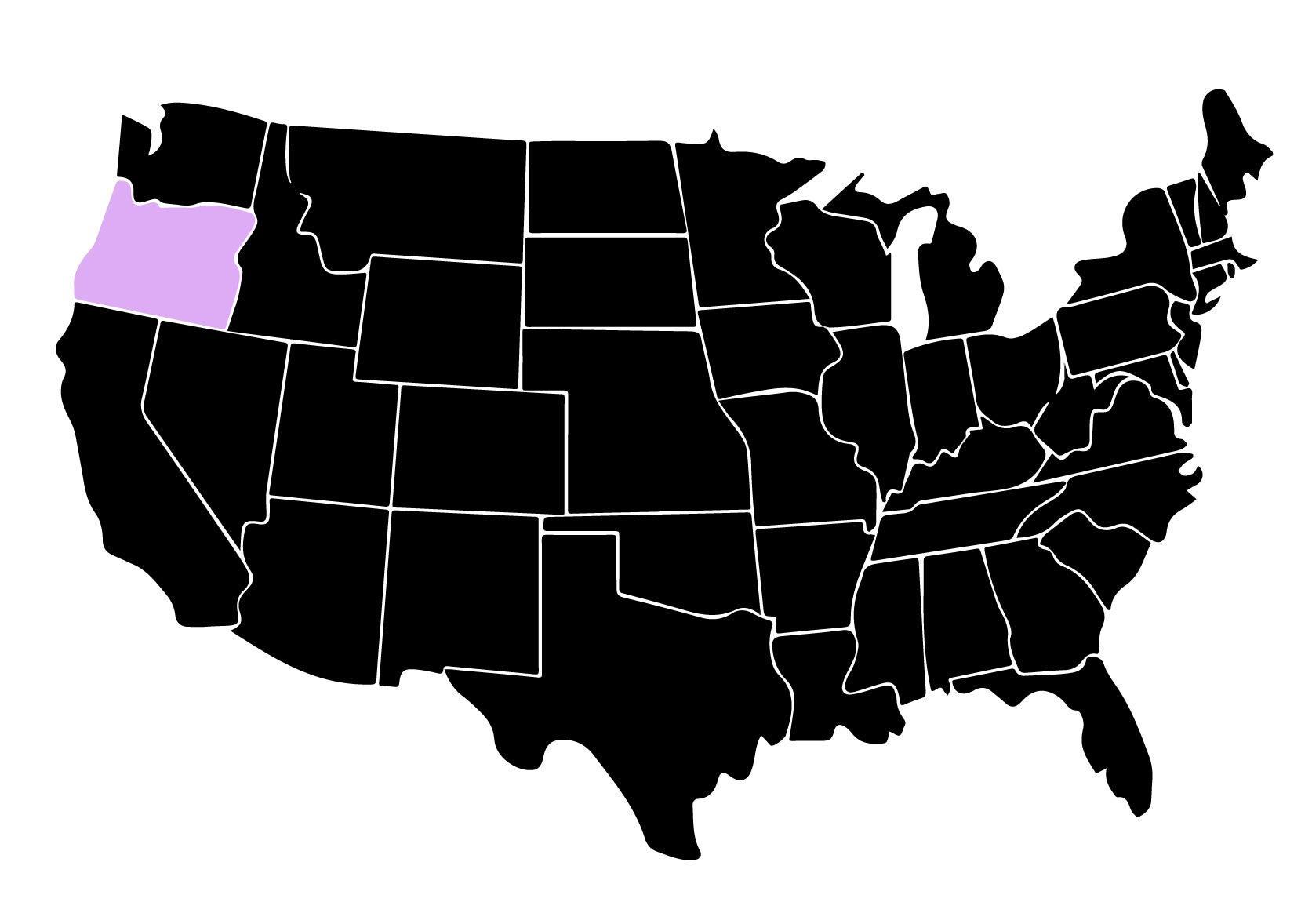Map Showing Location of Kepler Window Tinters in Oregon with Purple Area on the State