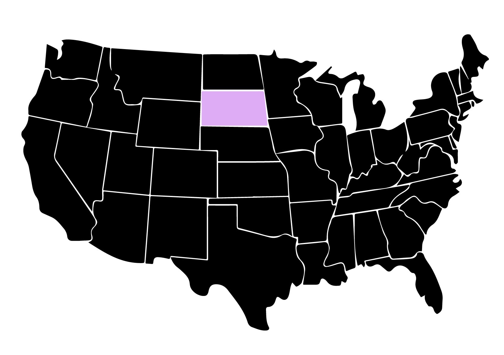 Map Showing Location of Kepler Window Tinters in South Dakota with Purple Area on the State